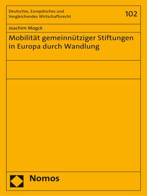 cover image of Mobilität gemeinnütziger Stiftungen in Europa durch Wandlung